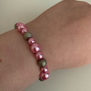 Pink and Gold Beaded Bracelet
